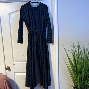 Chic Navy Striped Long Sleeve Dress